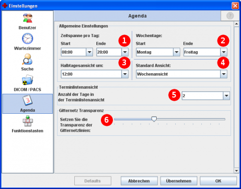 Agenda Benutzer Einstellungen
