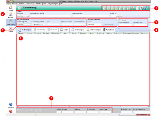 Übersicht des Abrechnungsmoduls
