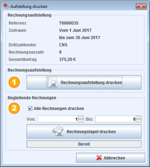 Aufstellung Drucken - Zweiter Schritt Dialog