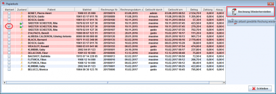 Rechnung wiederherstellen
