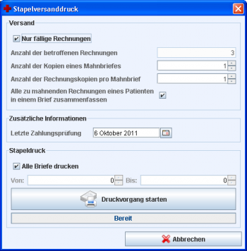 Stapelversanddruck Dialog