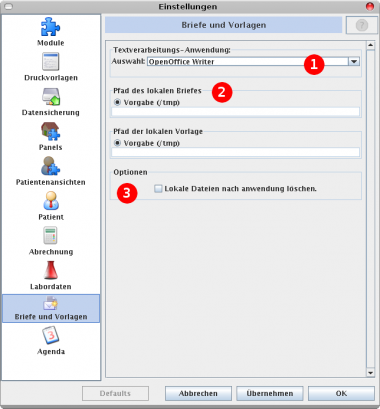 Brief-Module Einstellungen