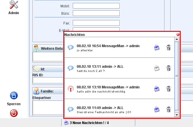 Panneau de messagerie
