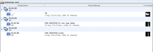 Ansicht der Radiologie Akte