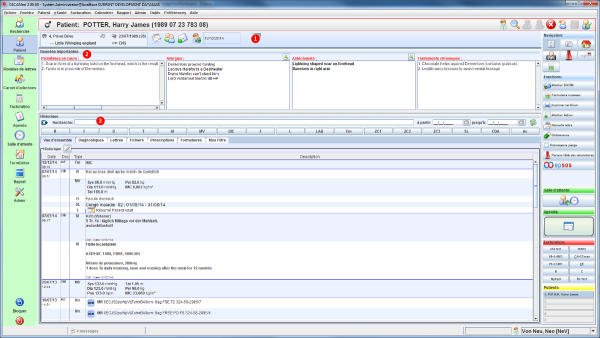 Übersichts-Ansicht der Patientendaten