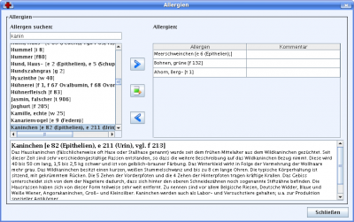 Allergie Eingabe