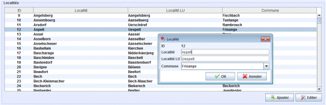 Gestion des localités