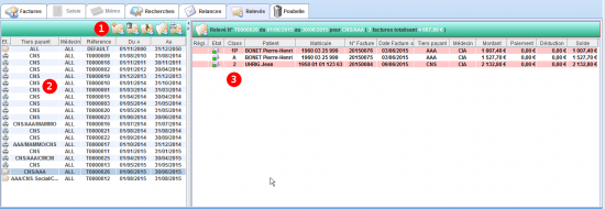 Vue des relevés non-payés