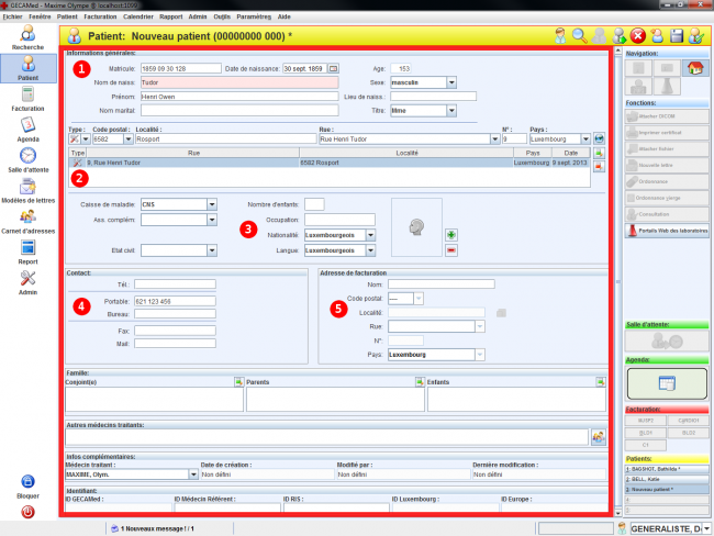 Créer un nouveau patient