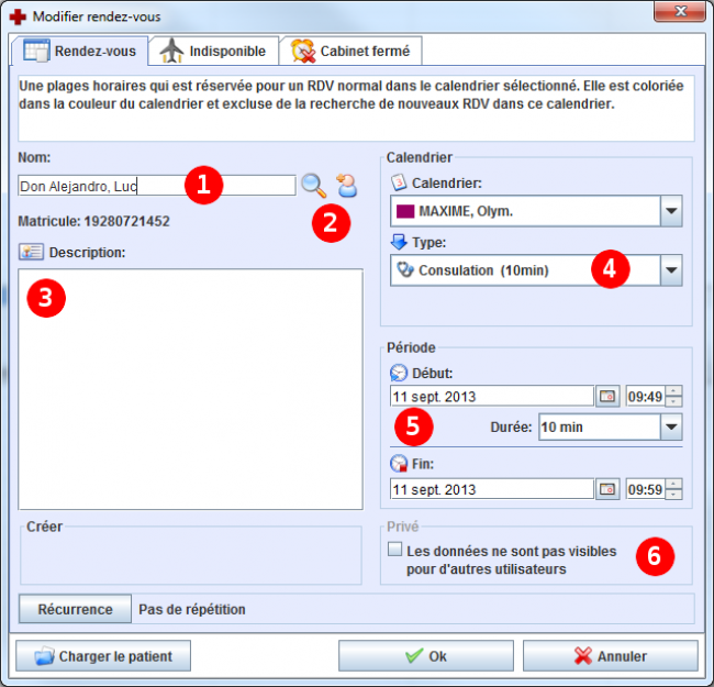 Editer un rendez-vous