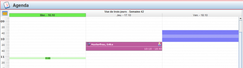Création d'un nouveau rendez-vous dans la vue Agenda en tirant sur une période