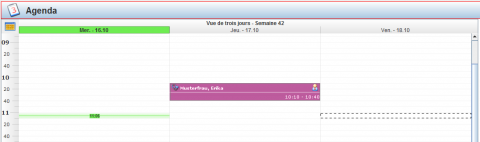 Création d'un rendez-vous dans la vue Agenda avec un double-clic