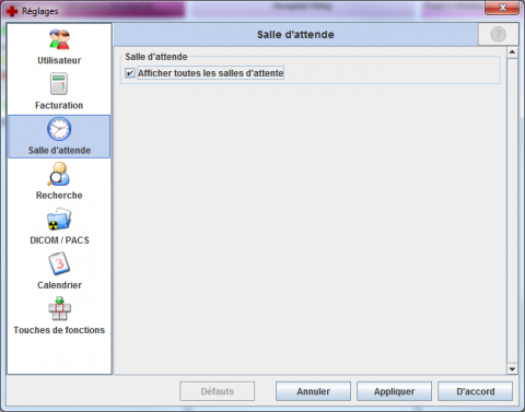 Préférences de l'utilisateur du module salle d'attente