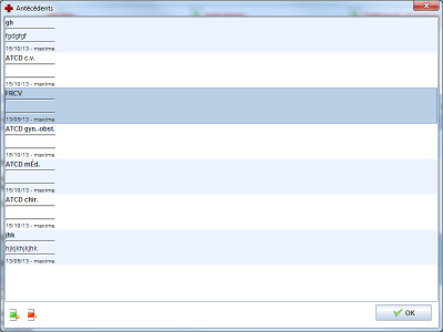 Fenêtre "Antécédents"
