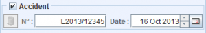 Champ de saisie des accidents activés
