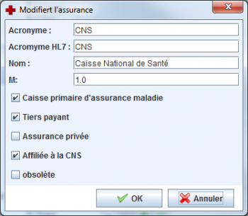 Paramétrage d'une assurance